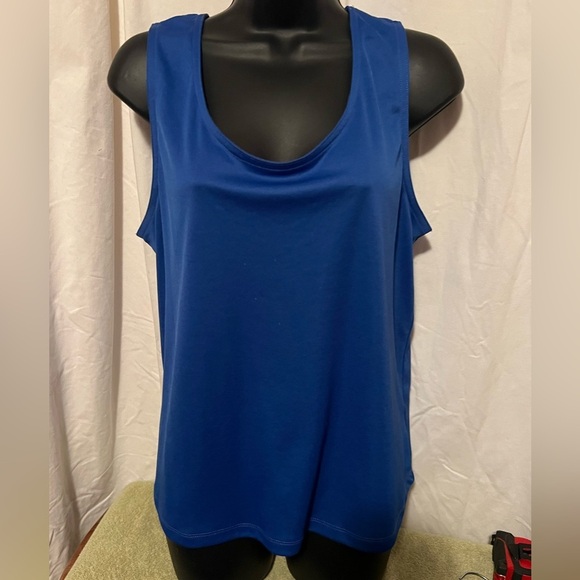 Erika 2 Piece Royal Blue Tank/Lacy Top Combo Set Rolled Sleeve Womens Sz L - Picture 2 of 8